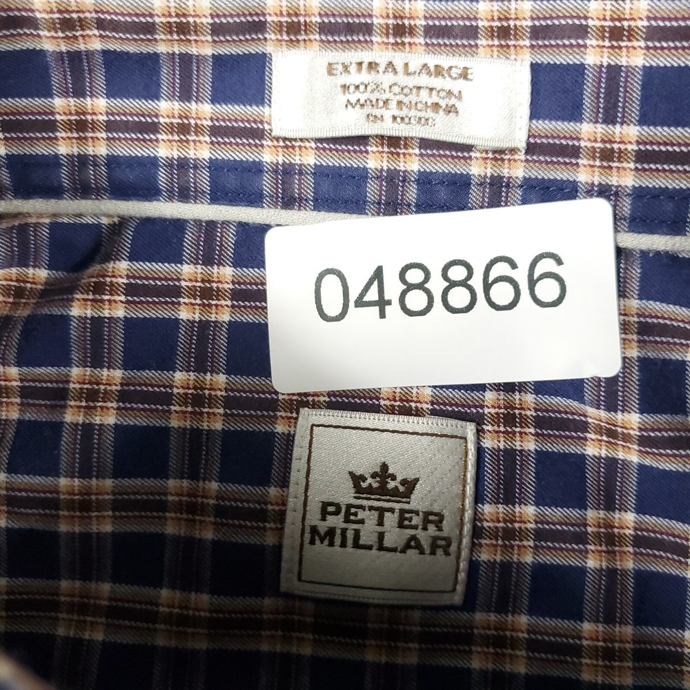 Peter Millar Shirt Mens Size XL Blue Plaid Casual Button Up Long Sleeve - Picture 6 of 6